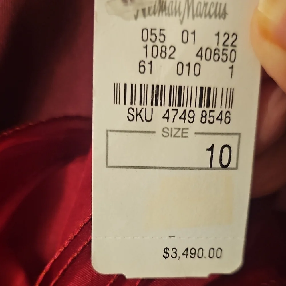 OSCAR de la RENTA Crimson V-Neck Sleeveless Dress, Women's, Size 10 - NWT - Picture 5 of 9